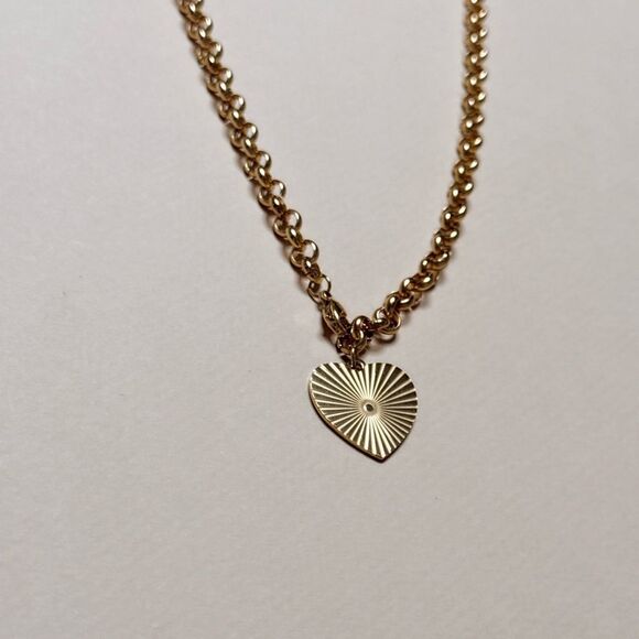 Gold Heart Pendant Necklace S981 - Picture 4 of 4